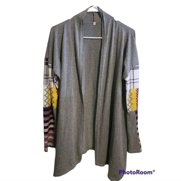 Patchwork sleeves lightweight layering cardigan boutique - Picture 1 of 5